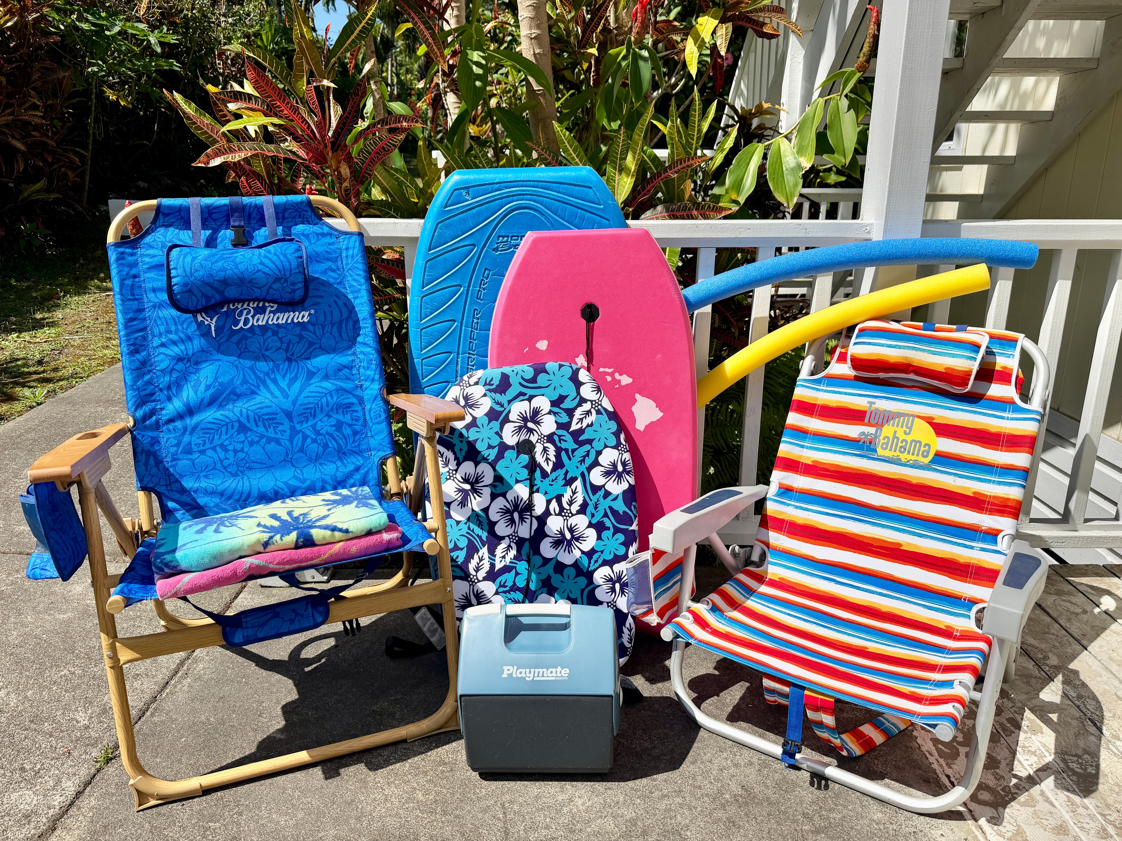 Beach gear available for guests at Bears' Place